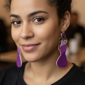 Long earrings with a woman's silhouette, handmade, lightweight. 9 Cm